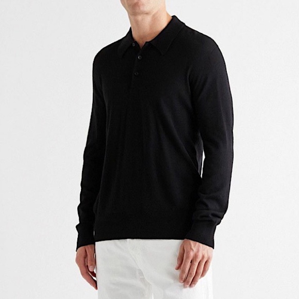 Mr Porter / Mr P. - Cashmere and Silk-Blend Polo Shirt - Black M